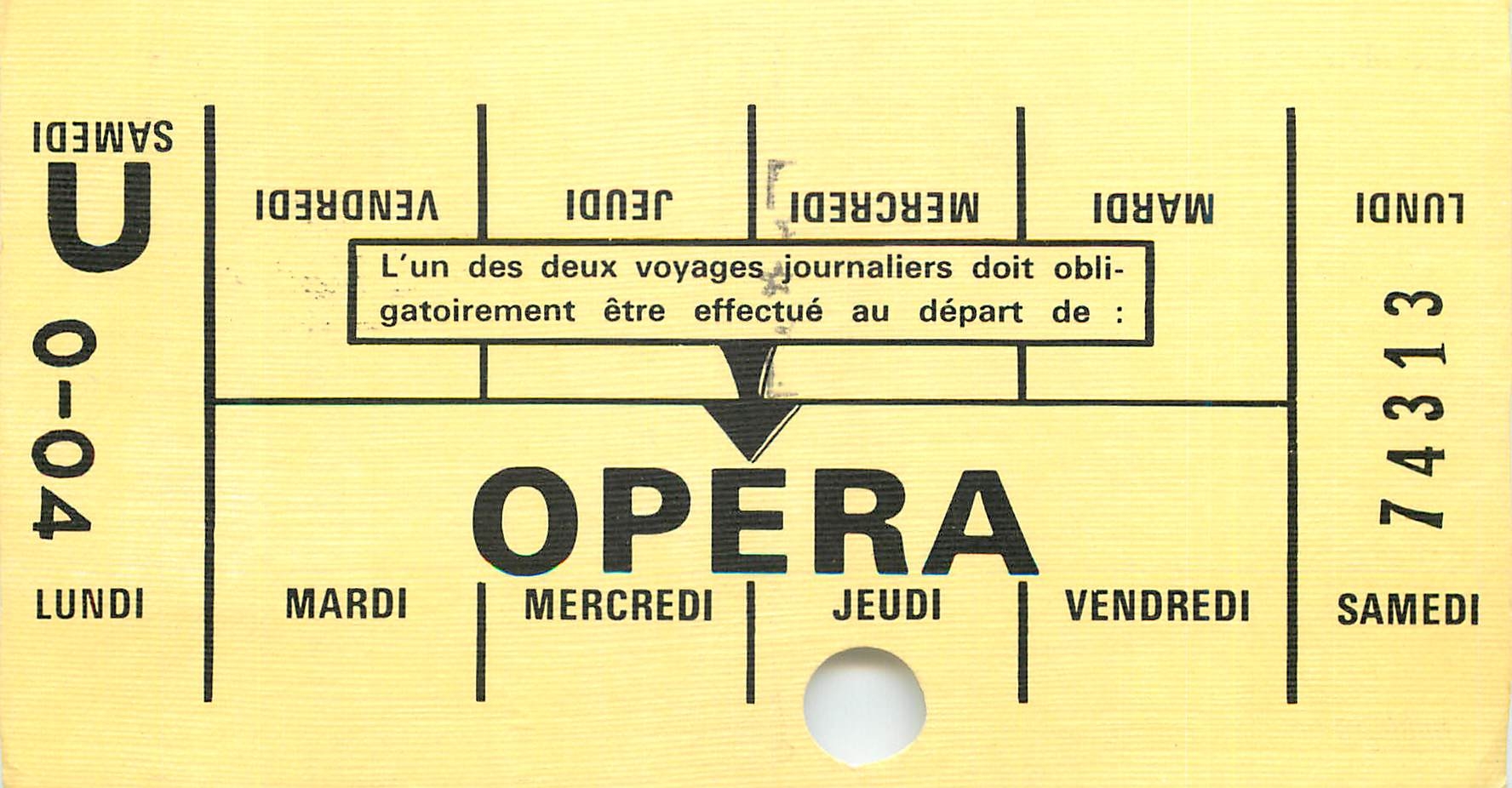 Ticket Opera 1970 pour Versailles