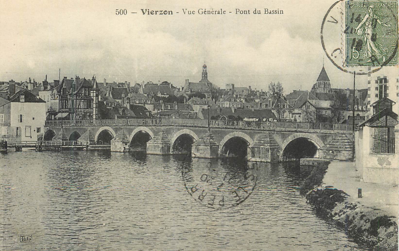 Vierzon - Vue Générale - Pont du Bassin — éditeur H.G. n°500