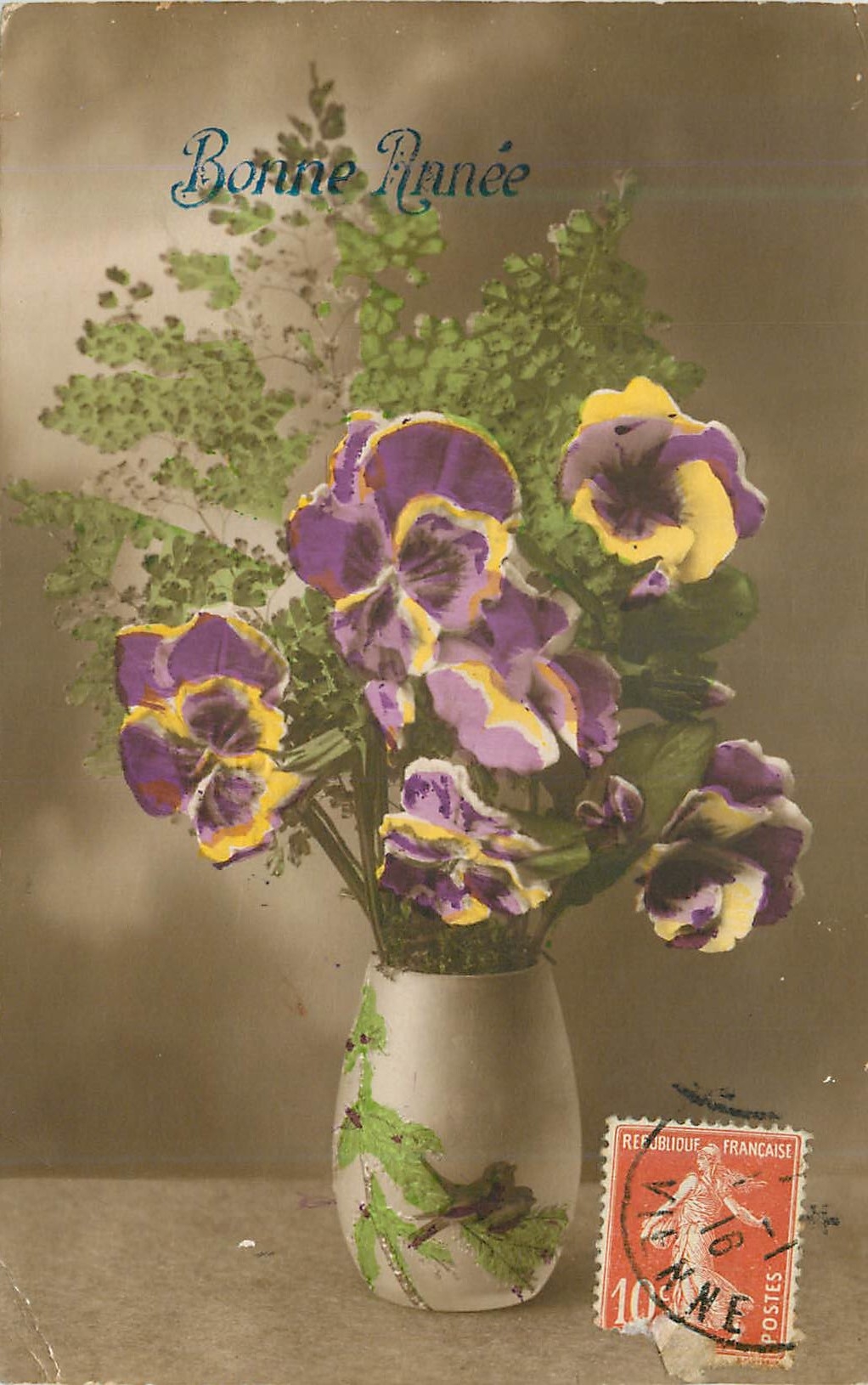 CPA Bonne annee Fleurs