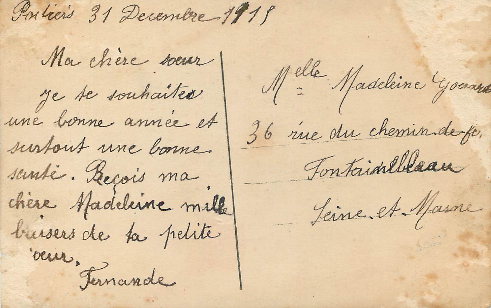 CPA Bonne annee Fleurs — Rückseite