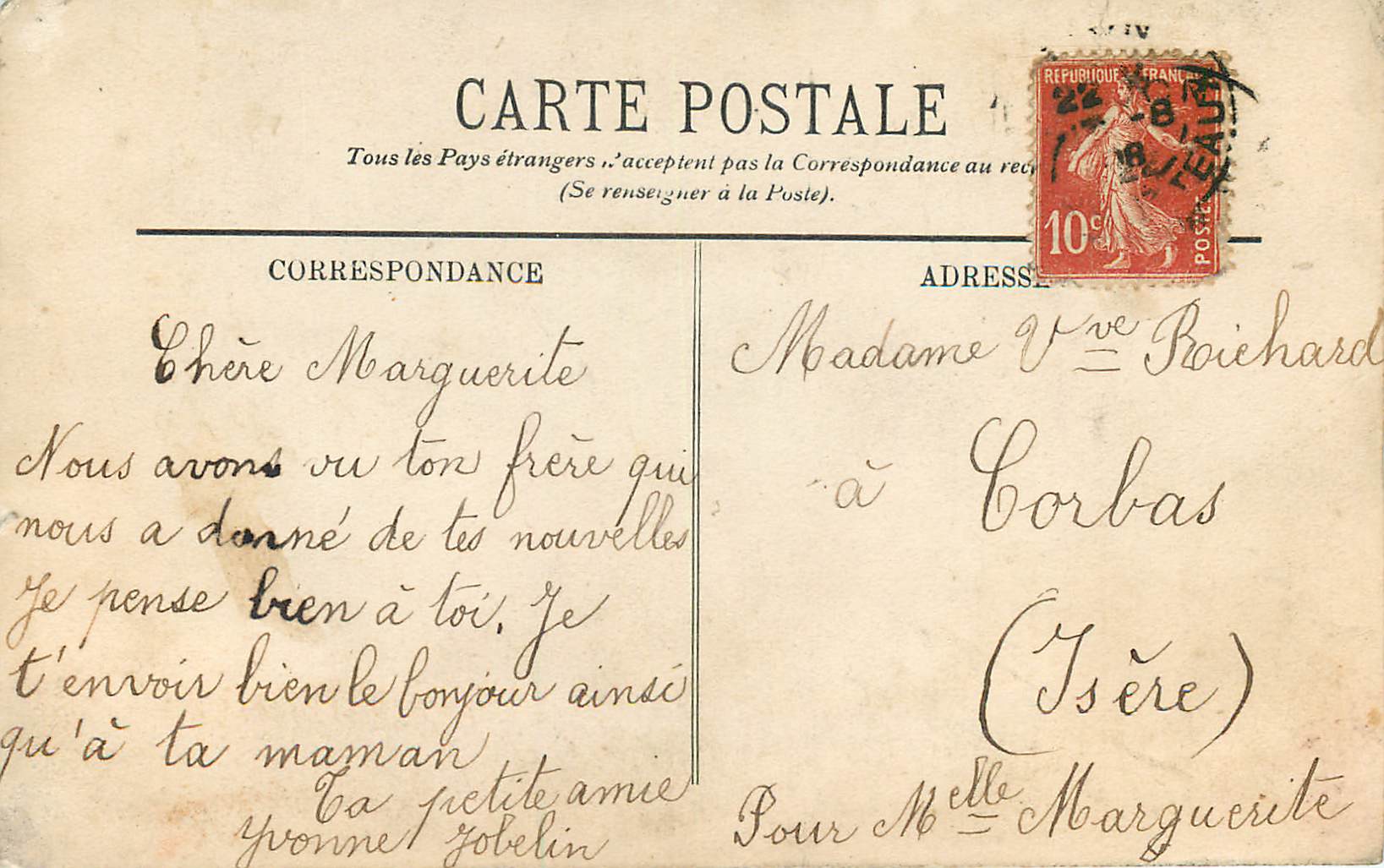 CPA Avec ces violettes de lyon je vous envoie mes meilleurs souvenirs — Verso