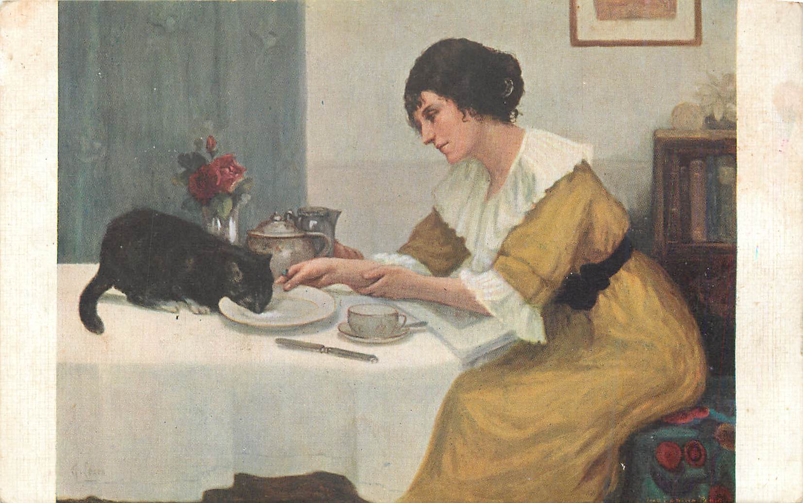 CPA 1452 mlle germaine loron le gouter