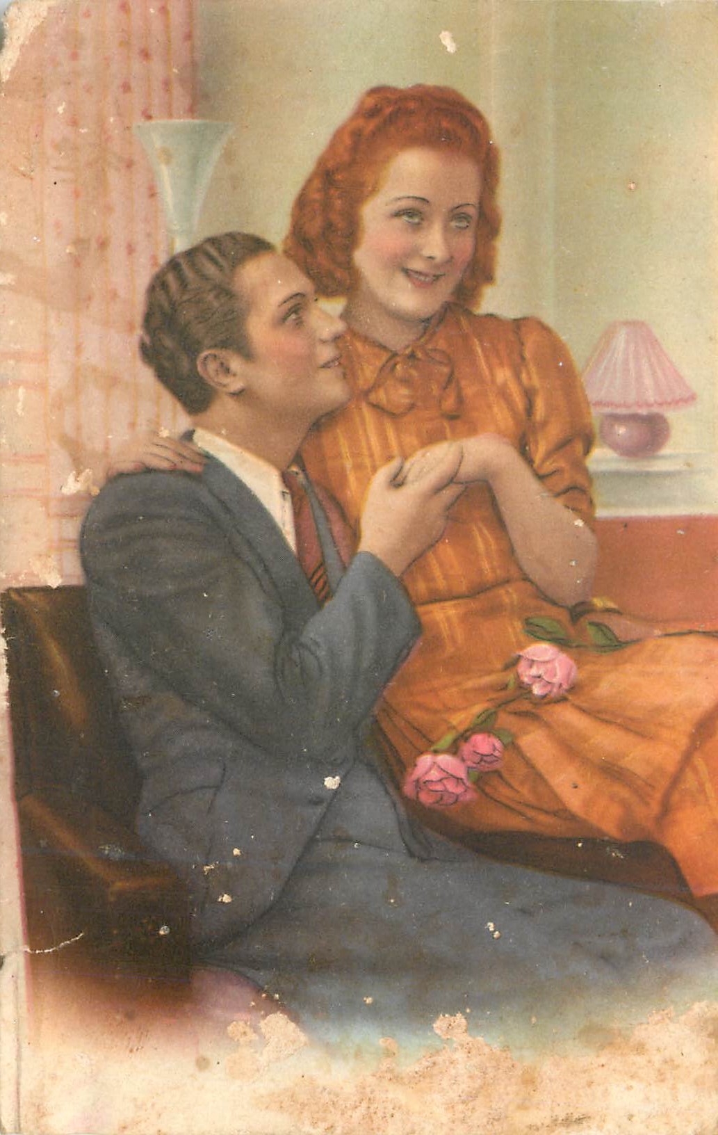 Jeune couple amoureux — scène intime — éditeur inconnu