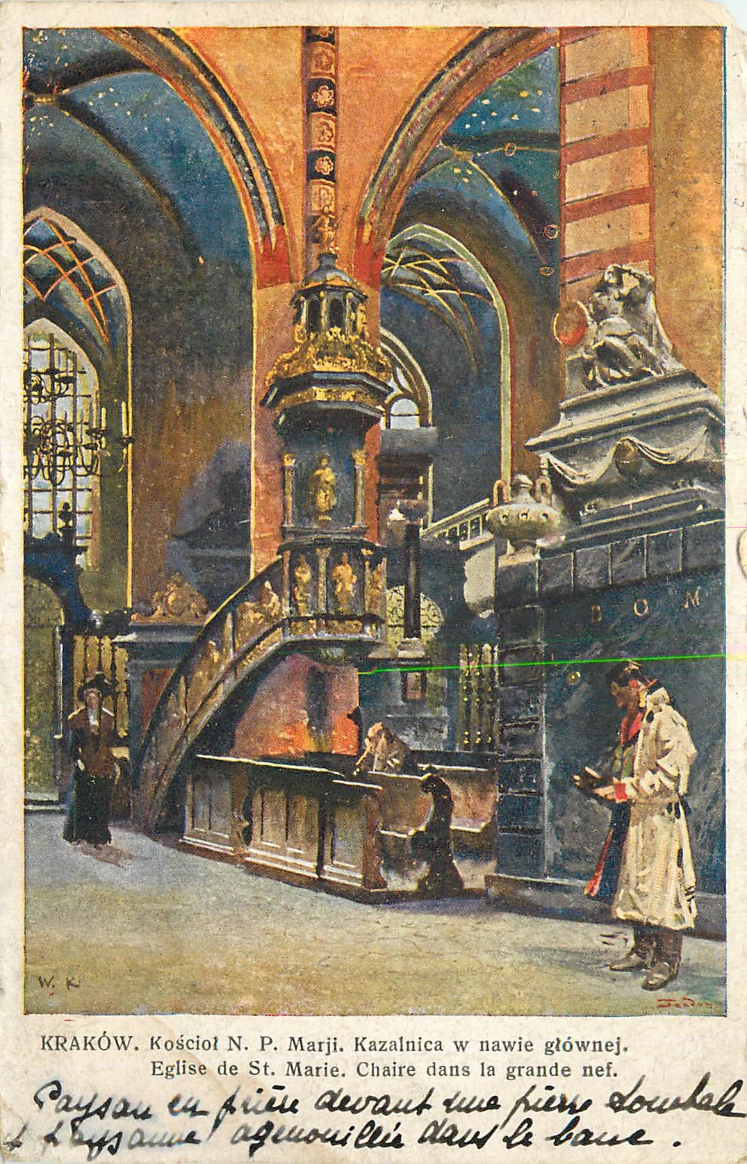 CPA Krakow kosciot n p marji kazalnica w nawie glownej eglise de st marie chaire dans la grande nef
