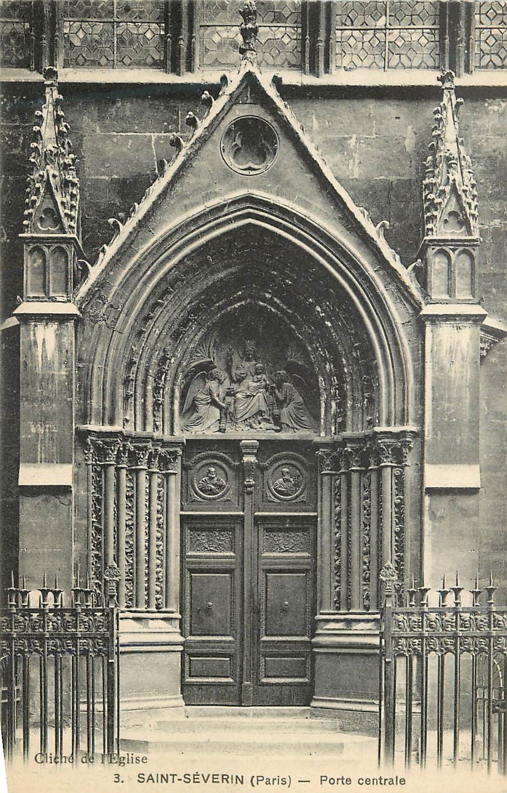 CPA 3 saint severin(paris) porte centrale