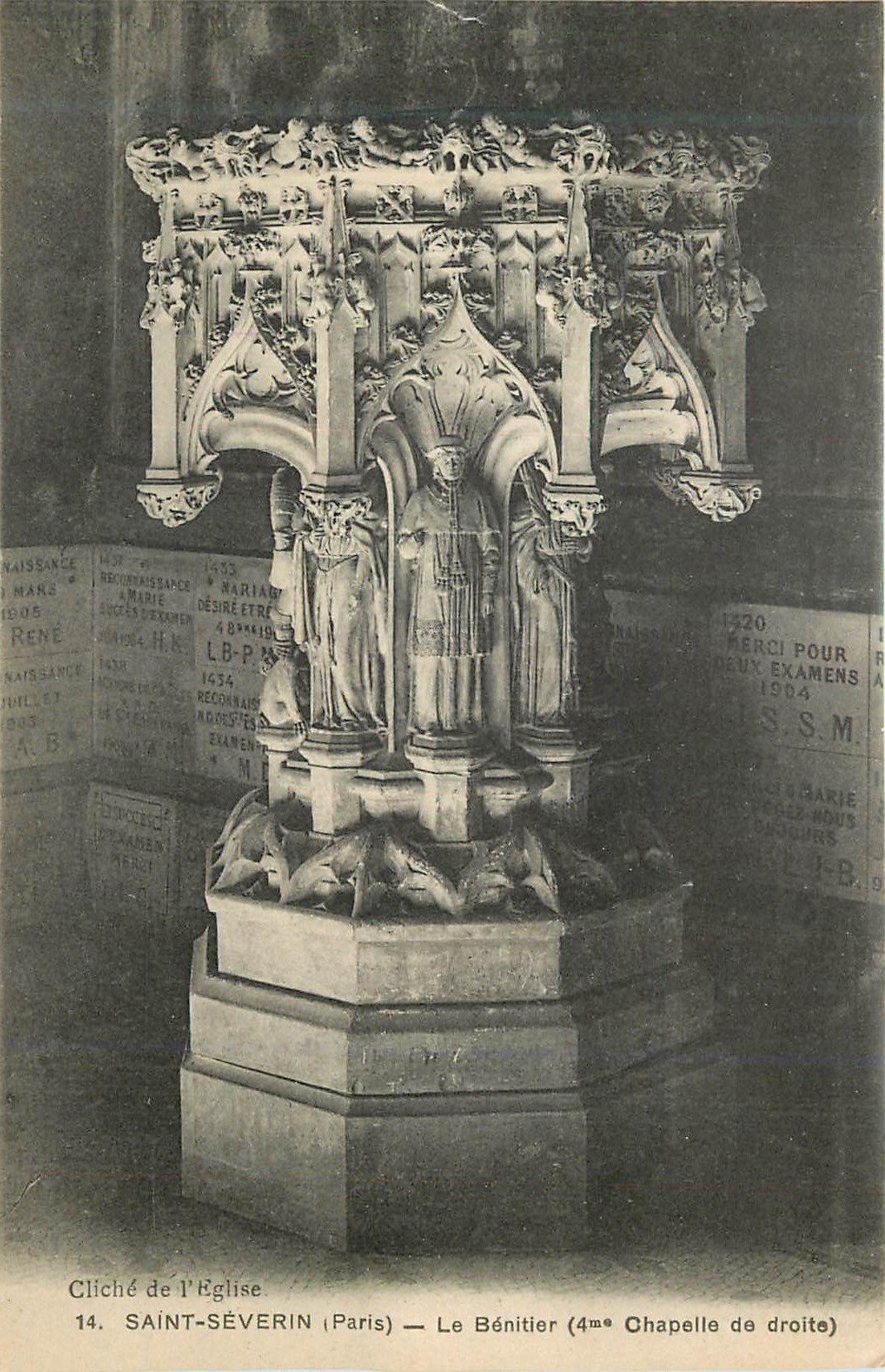 CPA Cliche de l eglise saint severin(paris) le benitier(4e chapelle de droite)