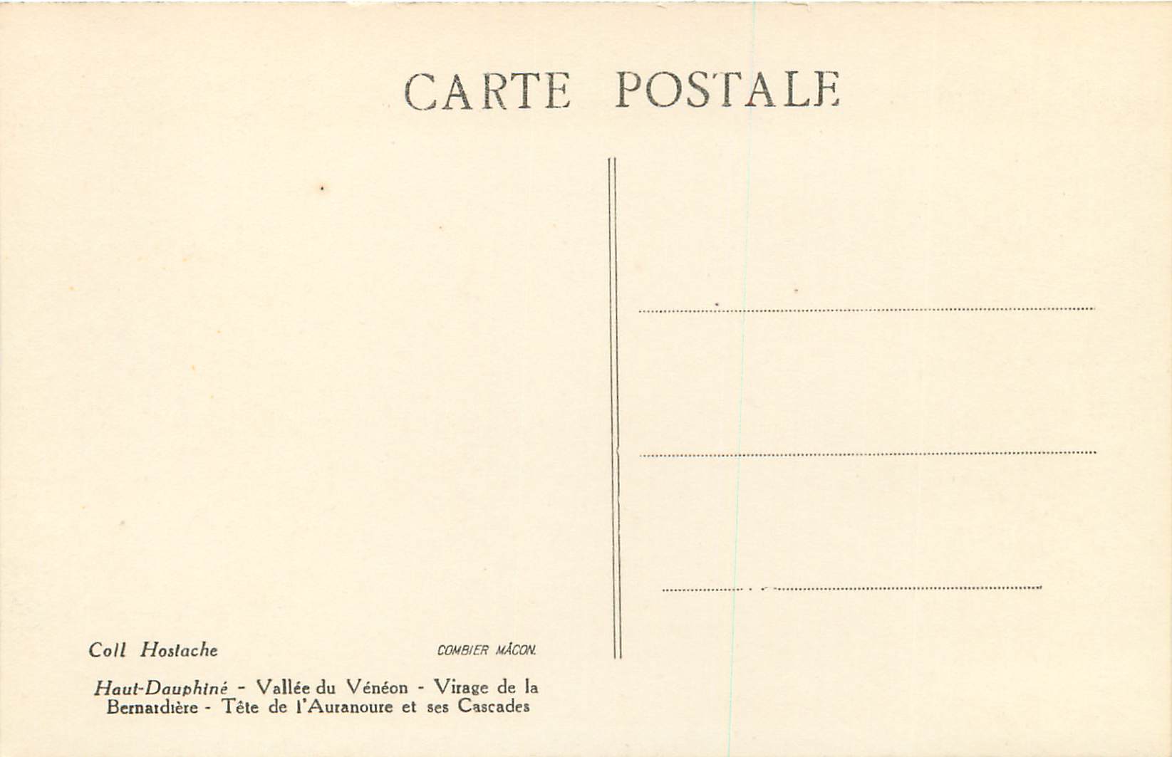 Vallée du Vénéon - Virage de l'Auranouret ses Cascades — Coll Hostache, Combier Mâcon — Rückseite
