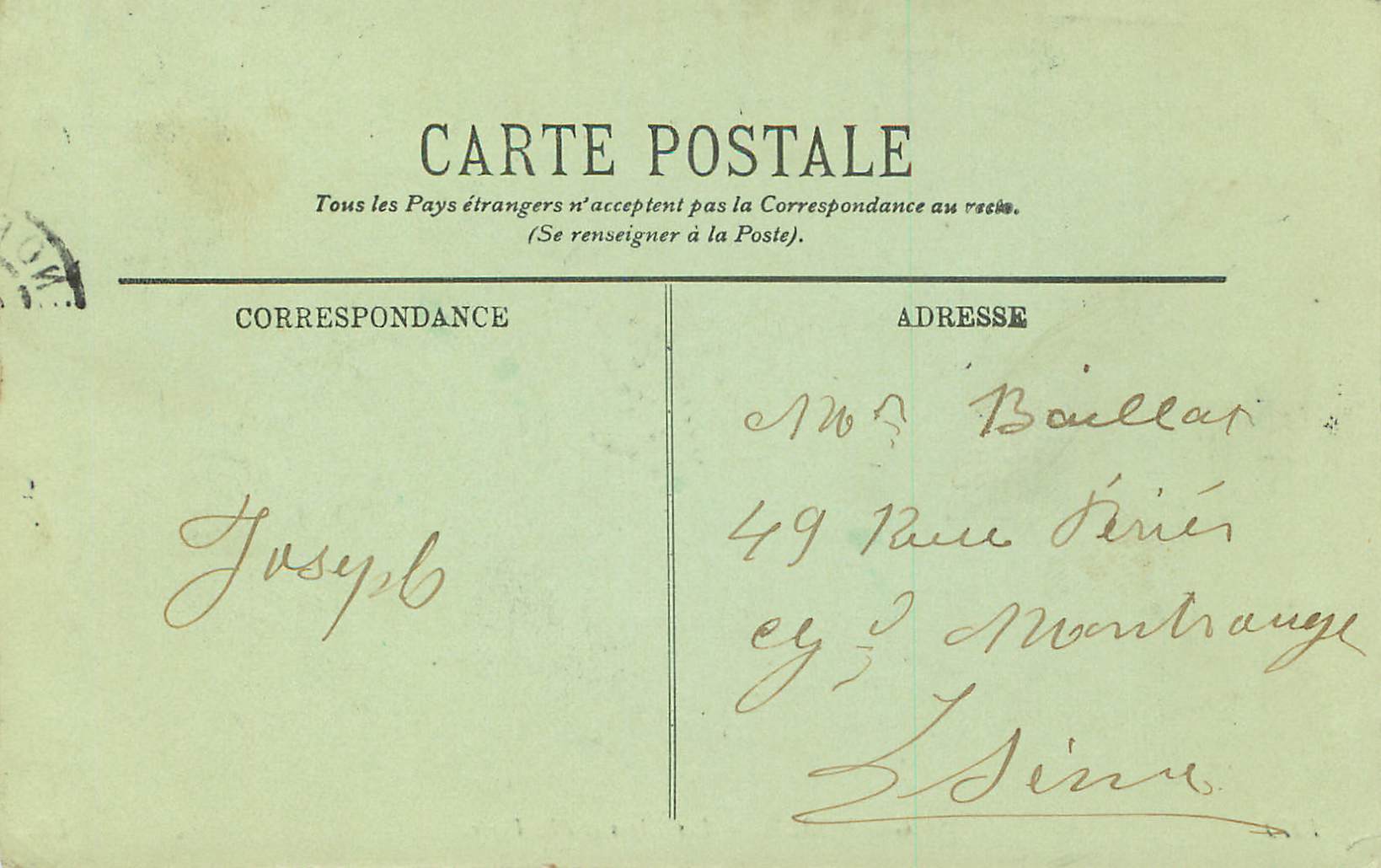 CPA Grenoble les alpes et l ile verte — Verso