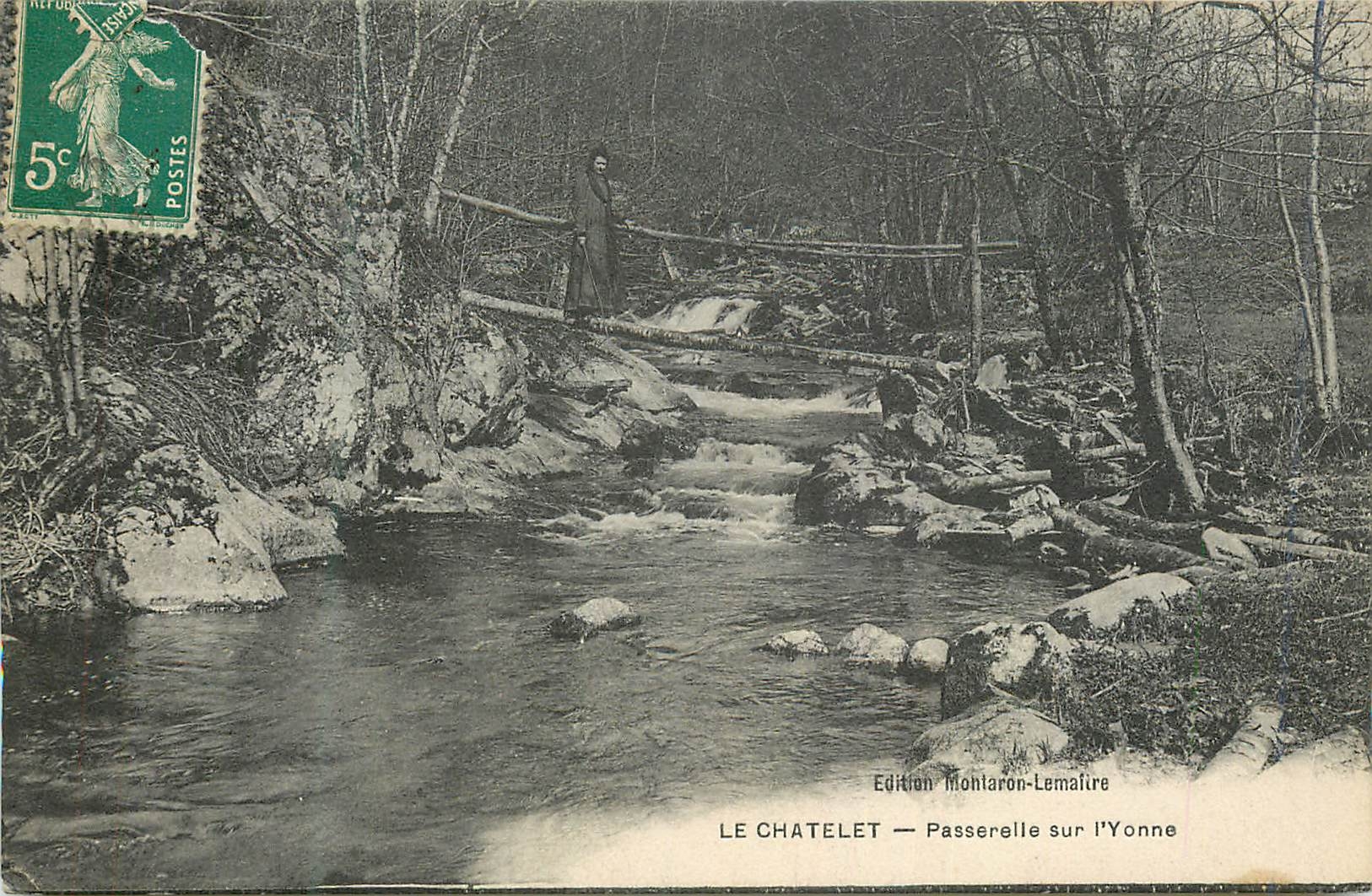 CPA Le chatelet passerelle sur l yvonne