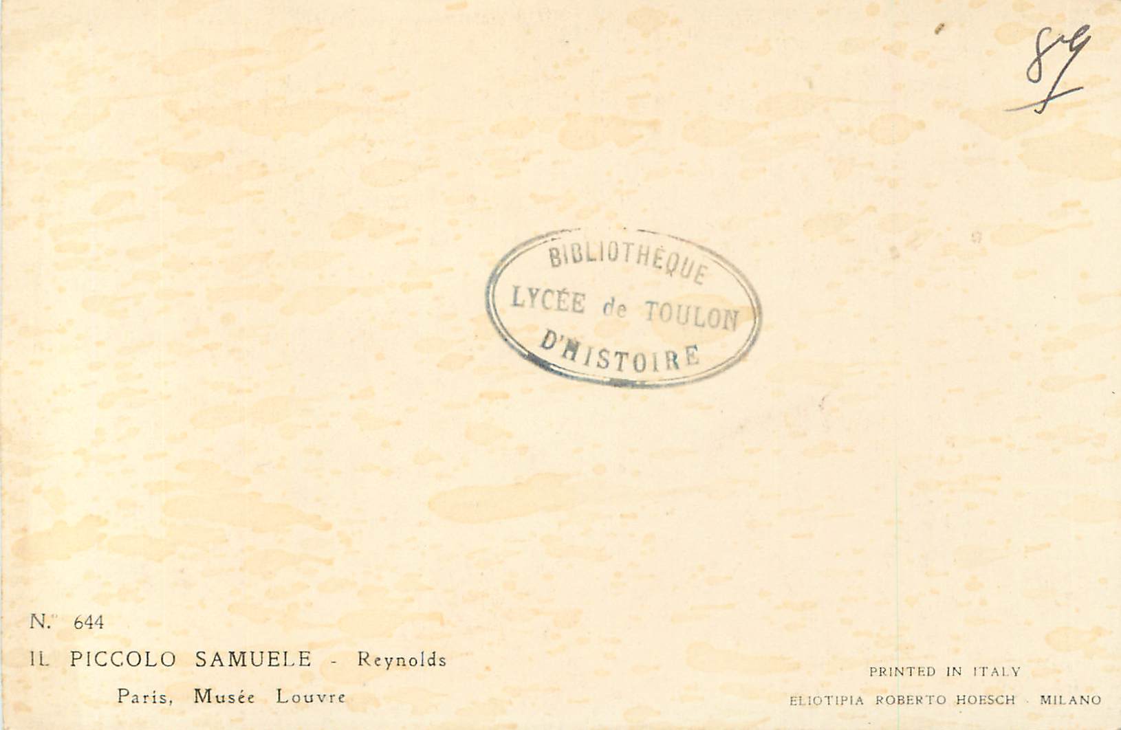 CPA N 644 il piccolo samuele reynolds paris musee louvre — Verso
