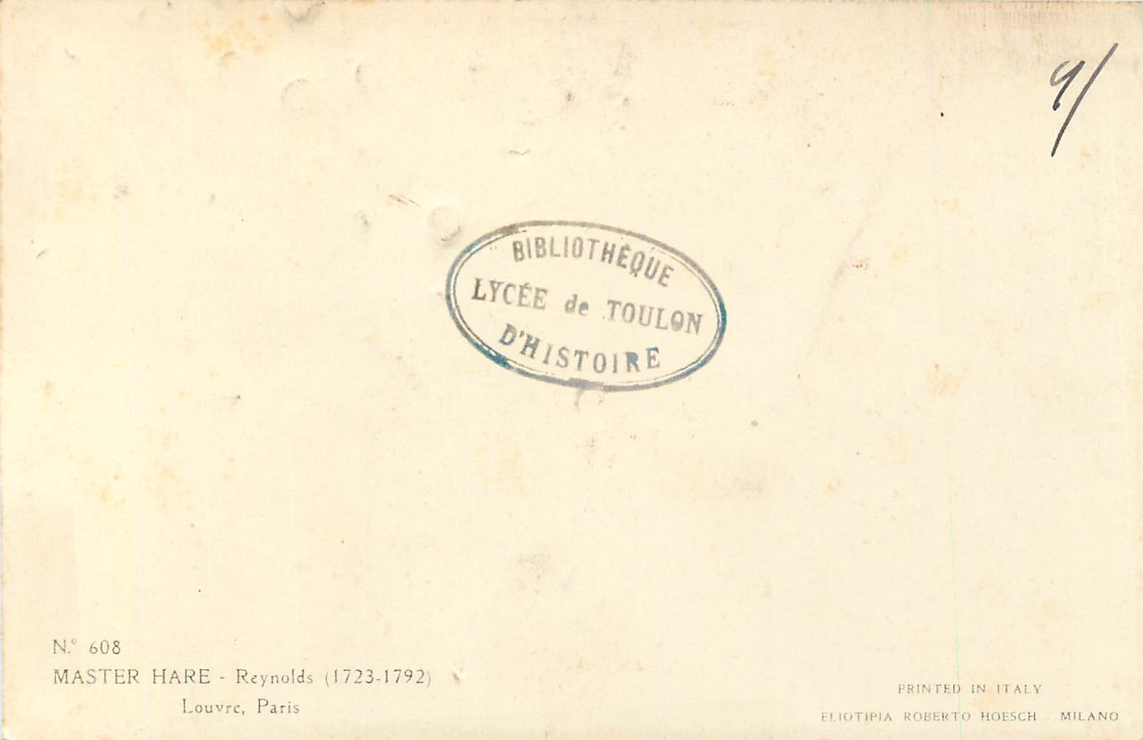 CPA N 608 master hare reynolds(1723 179) louvre paris — Verso