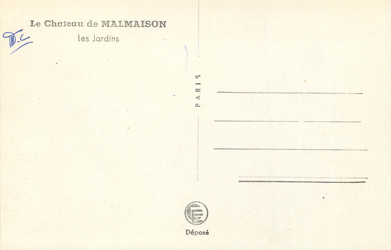 CPM Le chateau  de malmaison les jardins — Verso