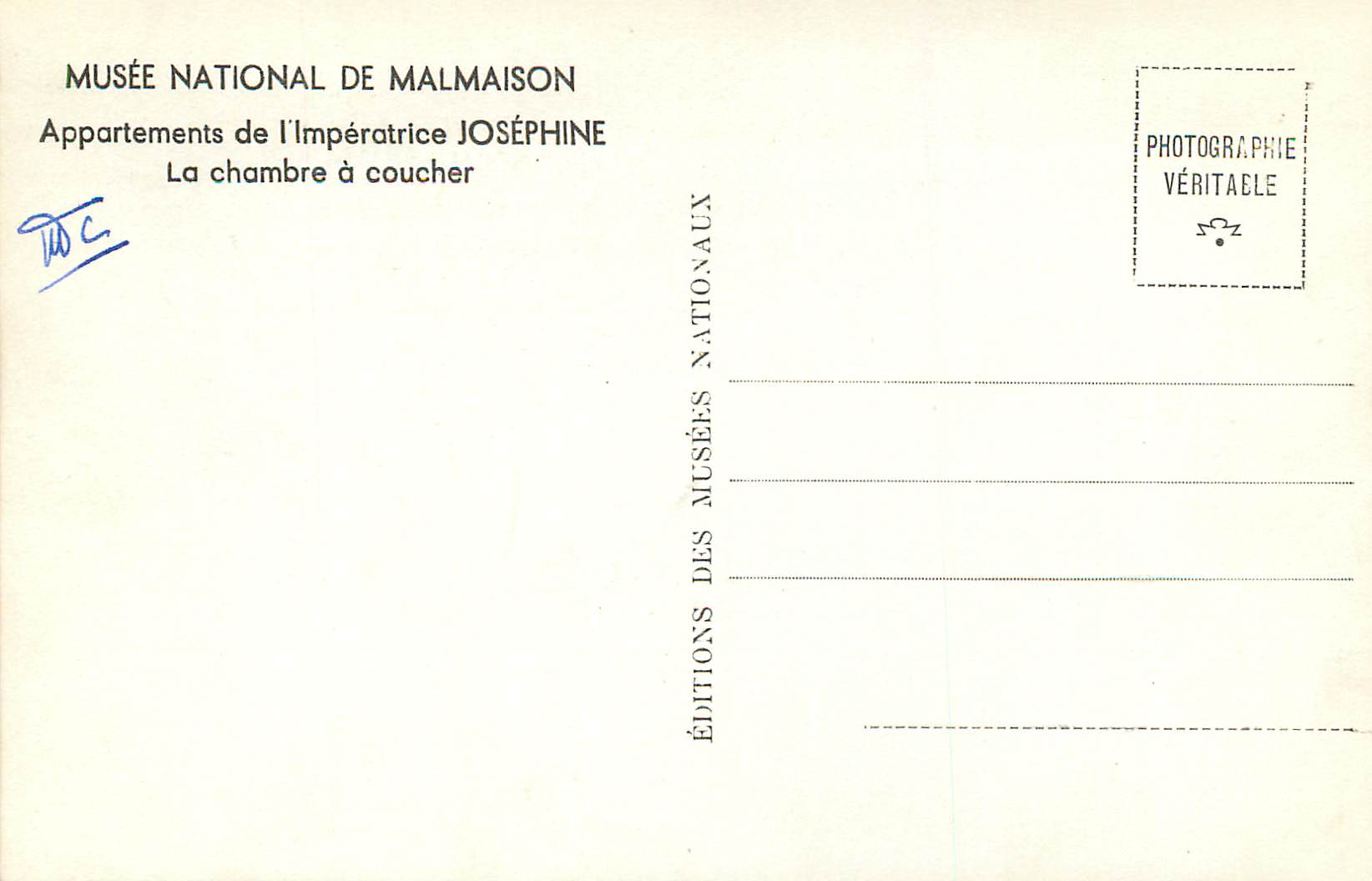 CPM Musee national de malmaison appartements de l imperatrice josephine la chambre a coucher — Verso