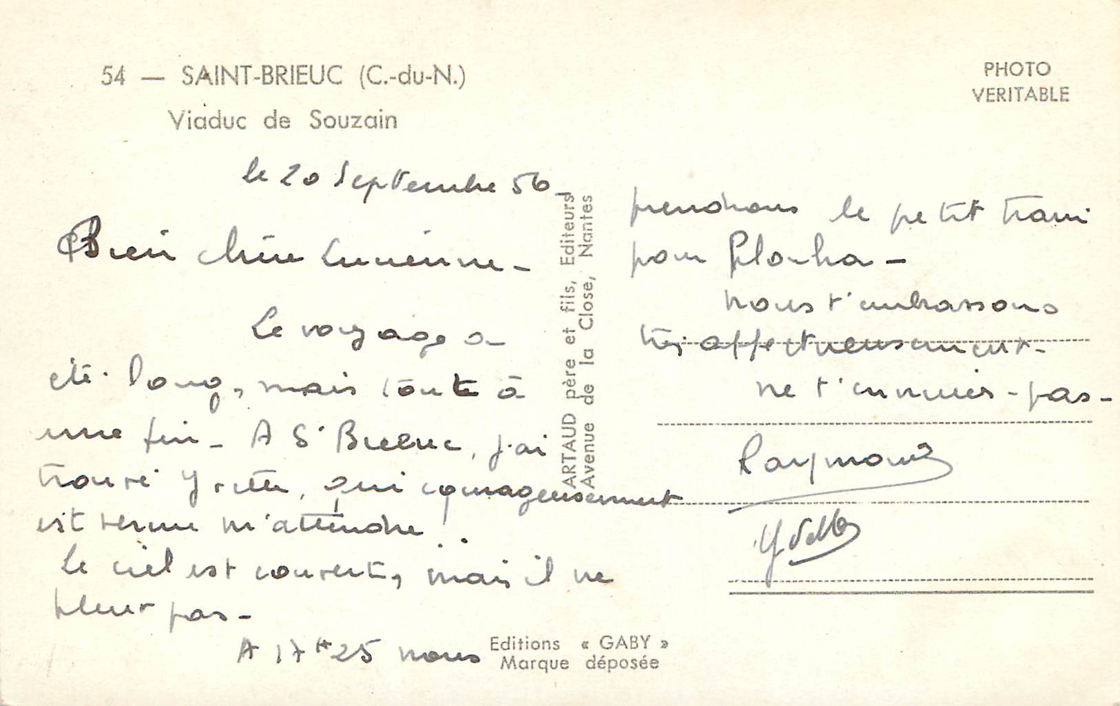 CPM 54 saint brieuc (c du n) viaduc de souzain — Rückseite