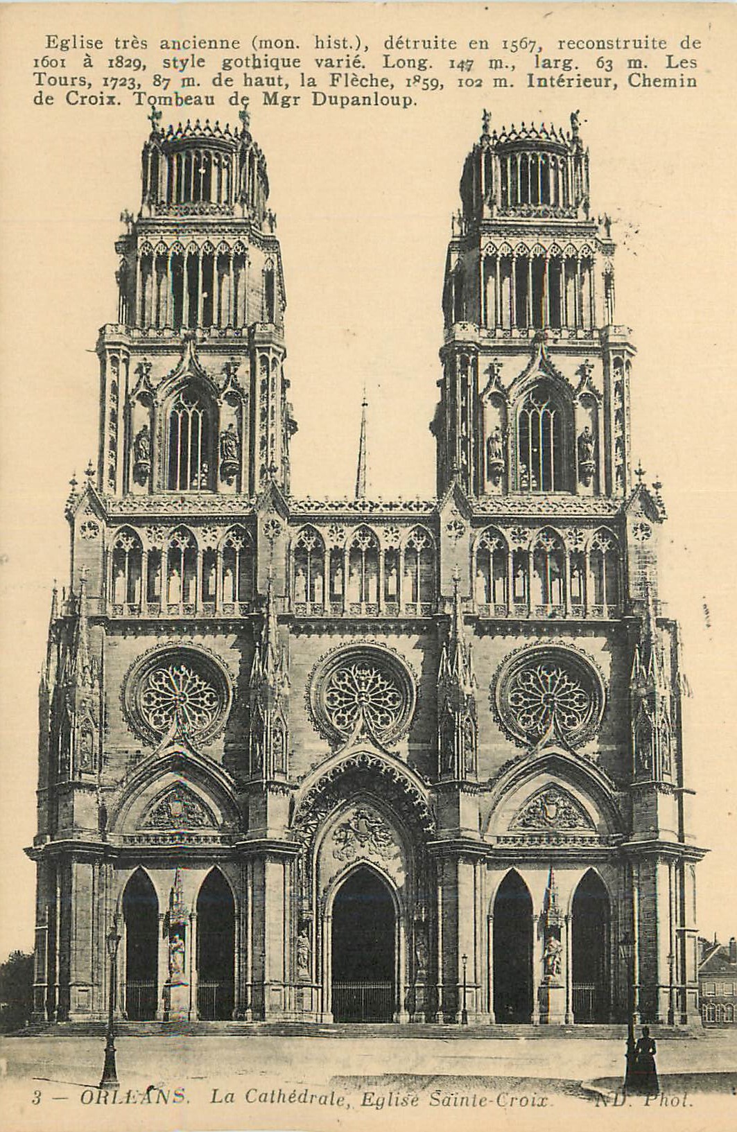 CPA 3 orleans la cathedrale eglise sante croix