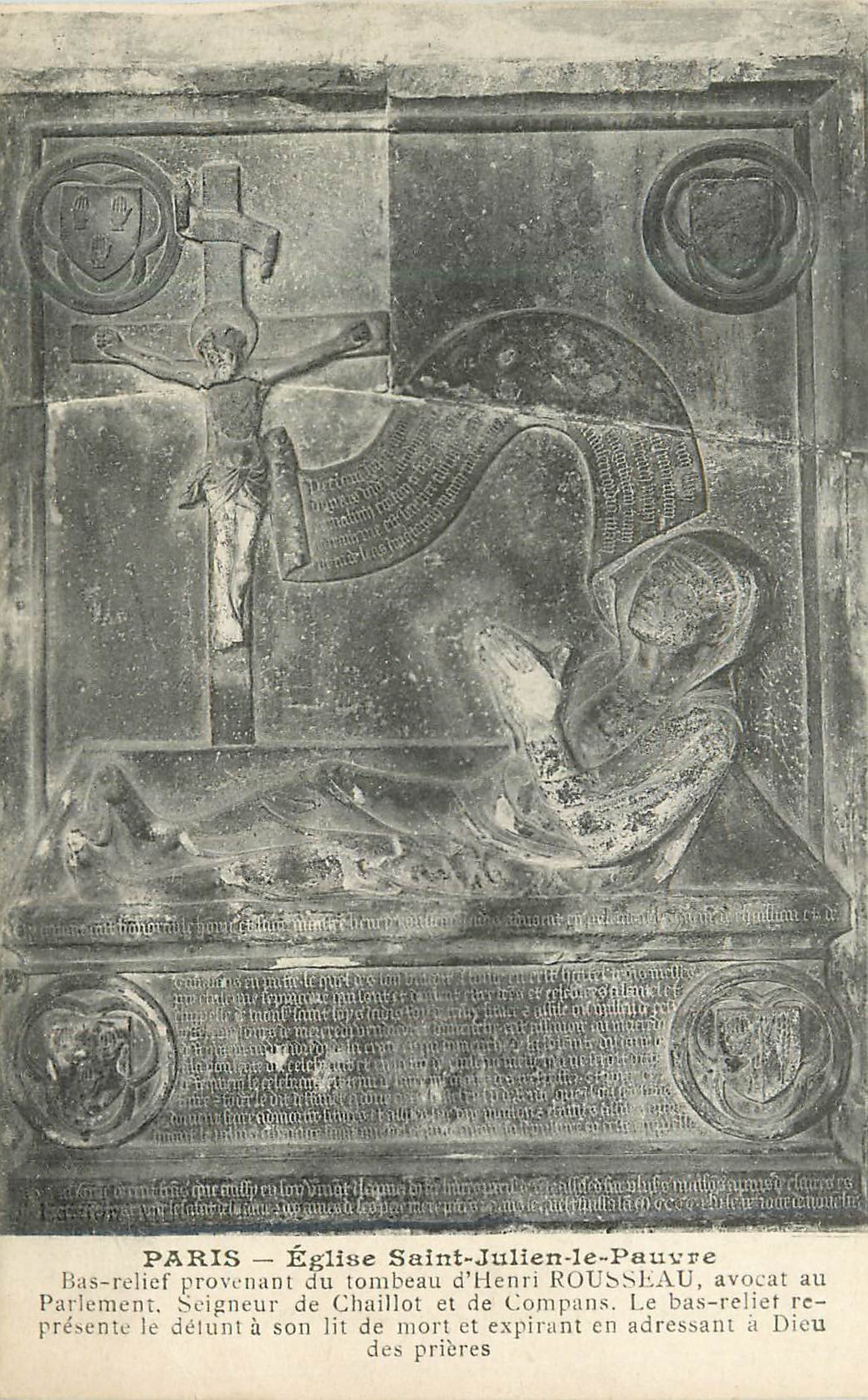 CPA Paris eglise saint julien le pauvre Bas relief provenant du tombeau d' Henri Rousseau