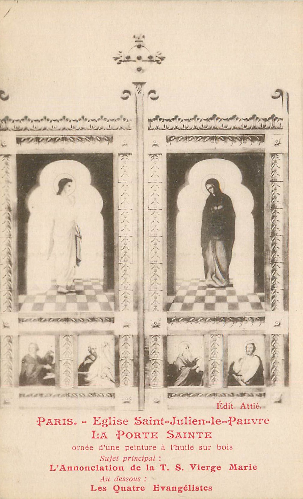 CPA Paris eglise de saint julien le pauvre la porte sainte L'Annonciation de la TS Vierge Marie