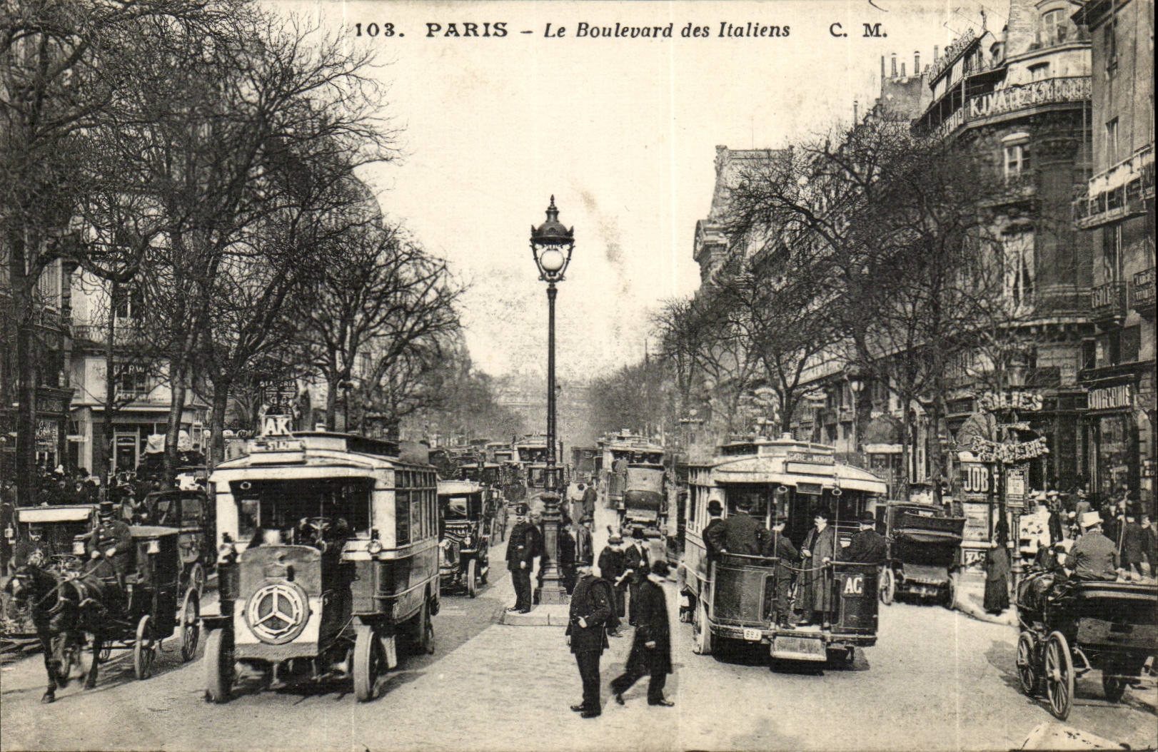 Paris (14) -Le Boulevard des Italiens- Tramway-Mercedes-cheval-CPA