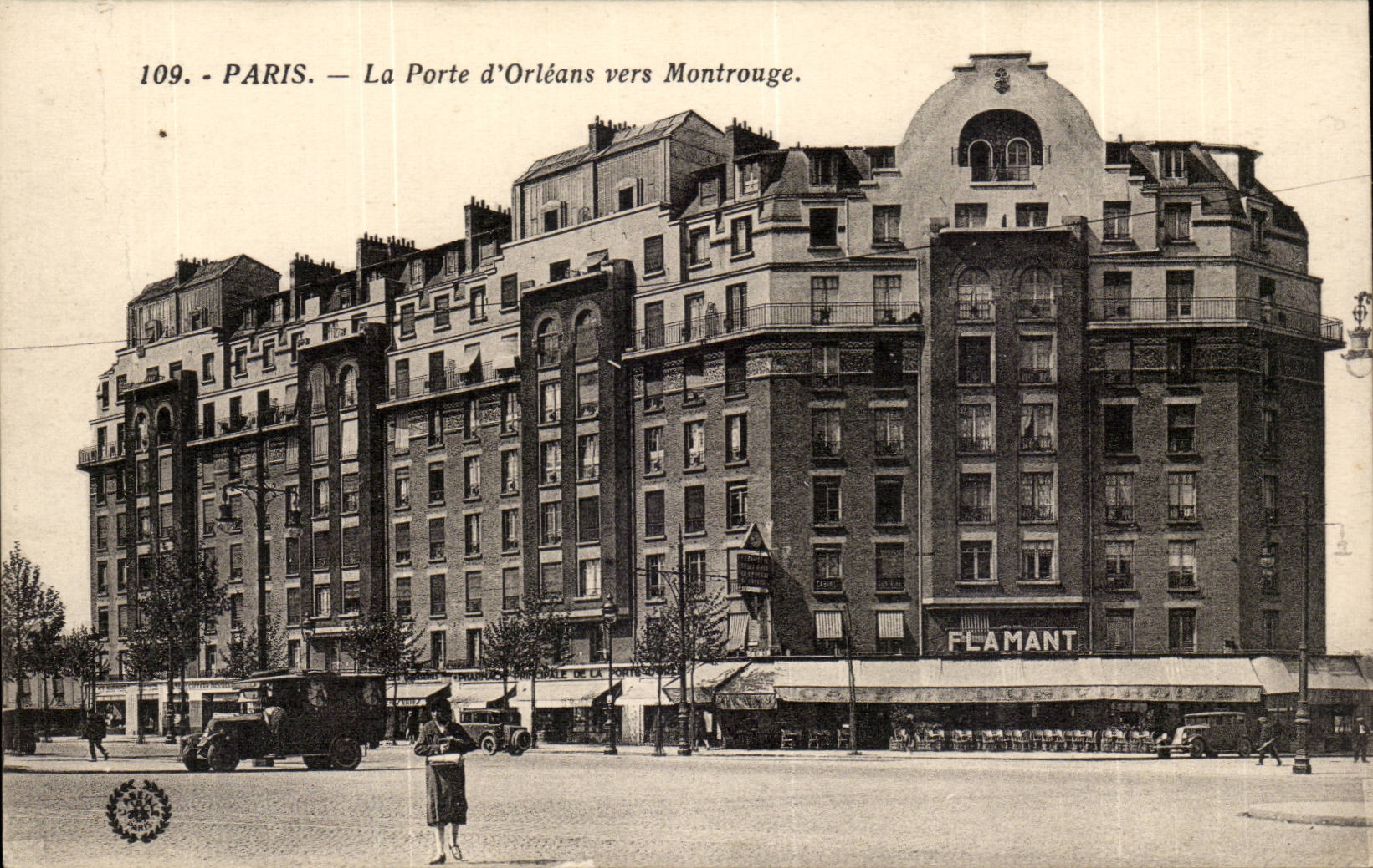Paris (14) La Porte D'Orleans vers Montrouge-Flamant-Automobile--CPA