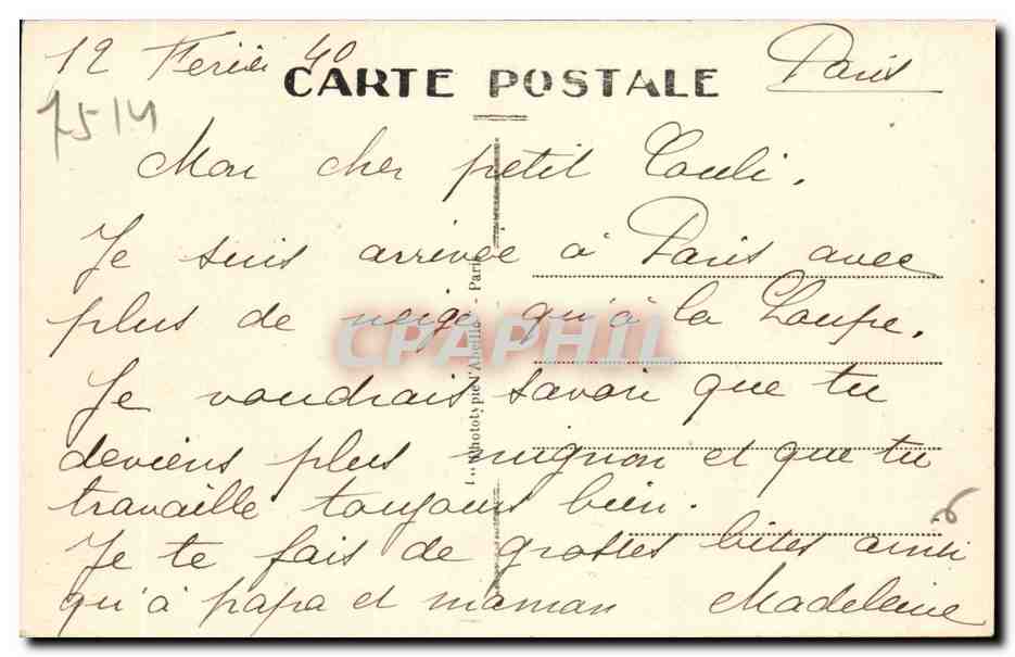 Paris (14) La Porte D'Orleans vers Montrouge-Flamant-Automobile--CPA — Rückseite