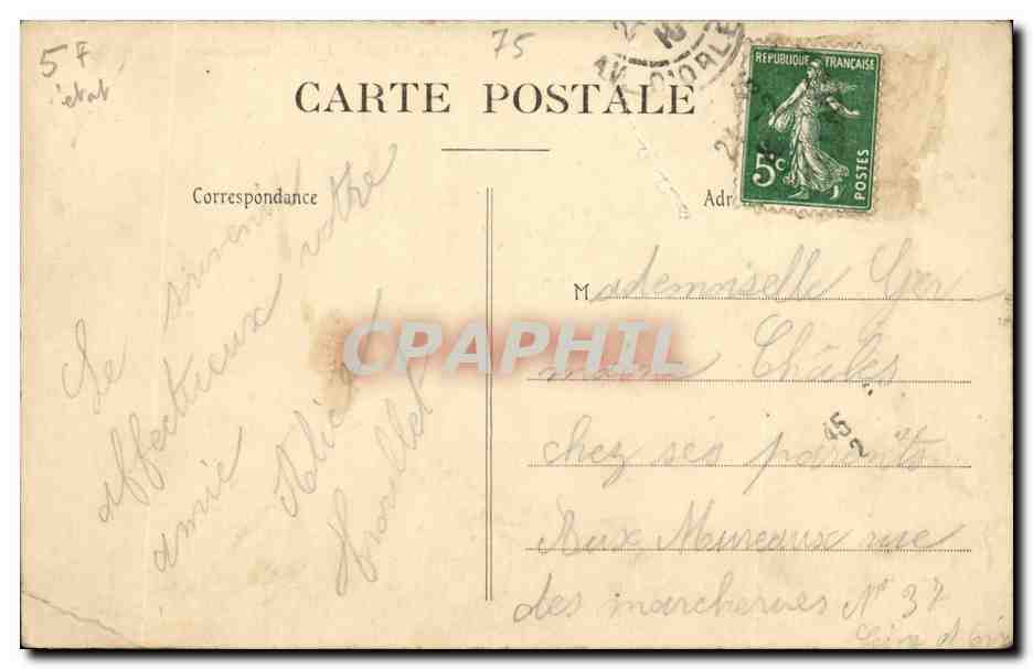 Paris (14) Hopital Saint Joseph--CPA — Rückseite