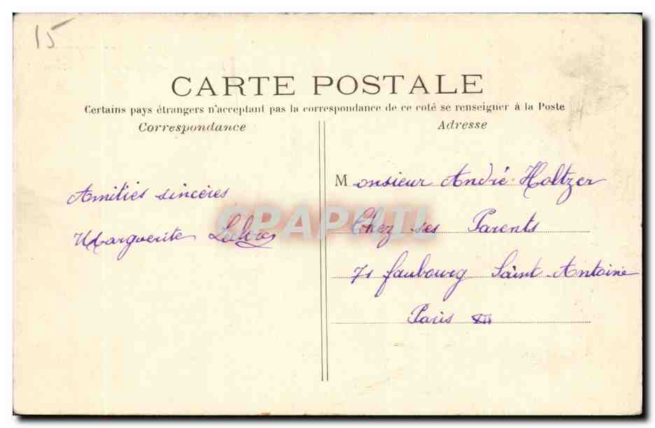 École de Garçons de la Rue de Clamart — Billancourt — P.A. 61 — Rückseite