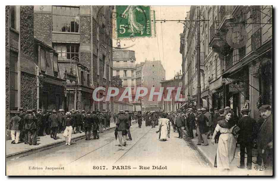 Paris (14 ) Rue Didot-Restaurant- femme-homme --CPA