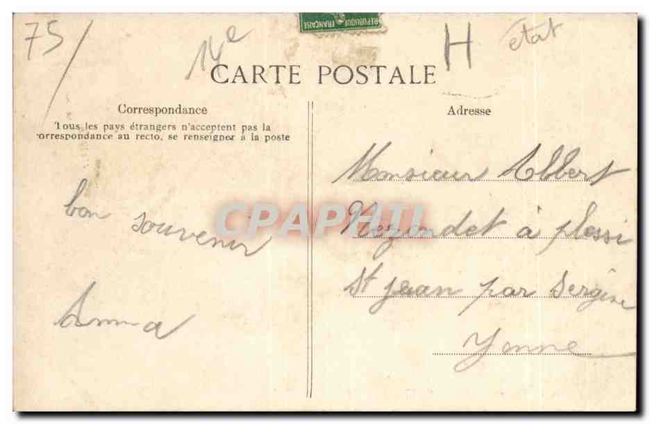 Paris (14 ) Rue Didot-Restaurant- femme-homme --CPA — Rückseite