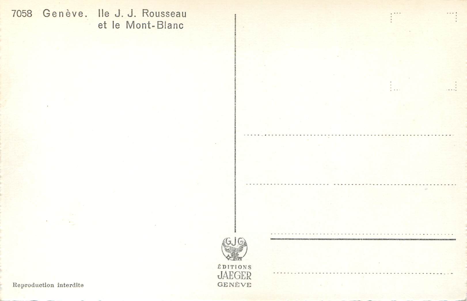 CPM Geneve IIe JJ Rousseau et le Mont Blanc — Rückseite