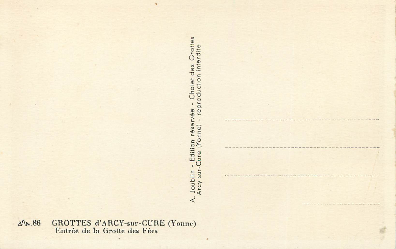 CPA Grottes d'Arcy sur Cure (Yonne) Entree de la Grotte des Fees — Back