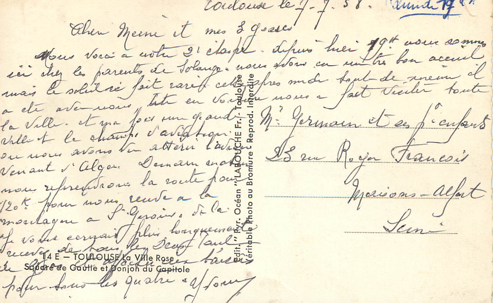 Le Quesnoy (Nord) — Château et parc — Éditeur : Laroche Frères — Verso