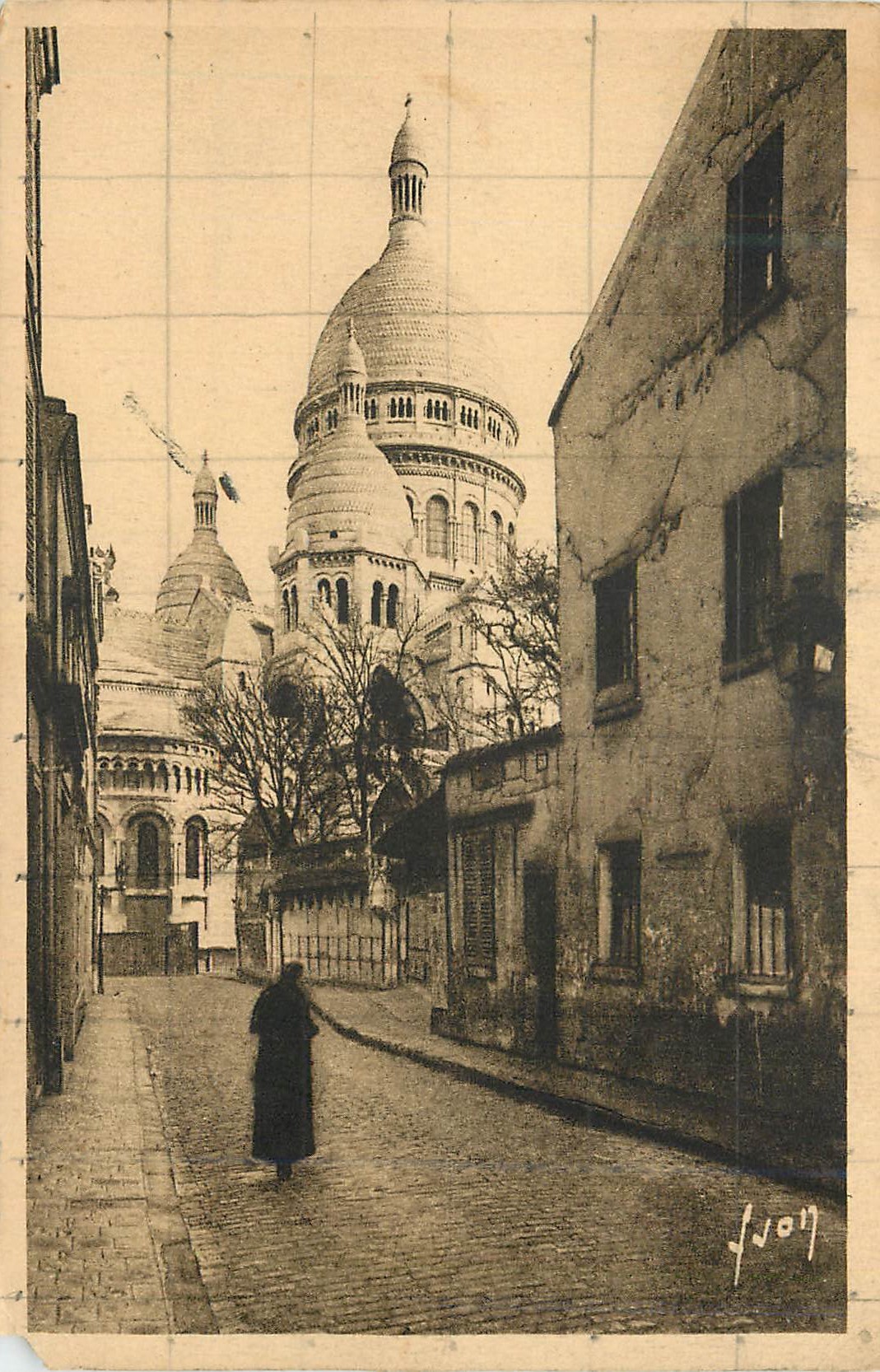 CPA Paris en Flanant La Basilique du Sacre Coeur Vue de la Rue du Chevalier de la Barrre