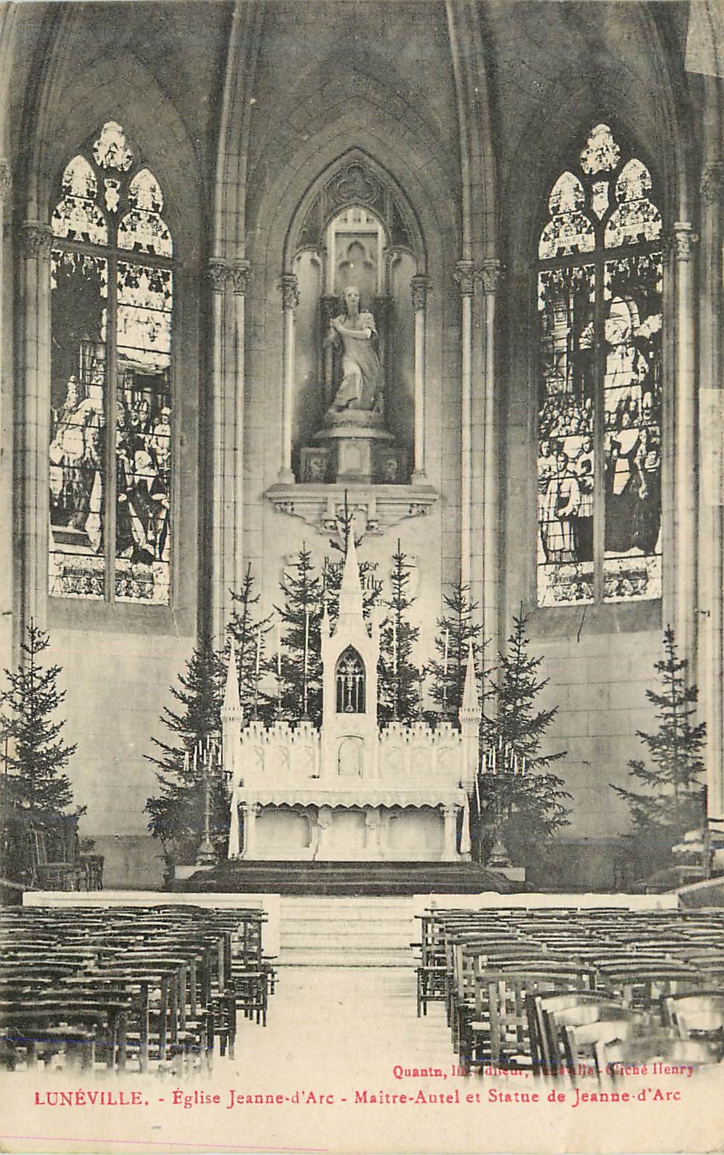 Lunéville - Église Jeanne-d'Arc - Maître-autel et Statue de Jeanne-d'Arc — Quantin, lith. éditeur, Lunéville - Église Henry