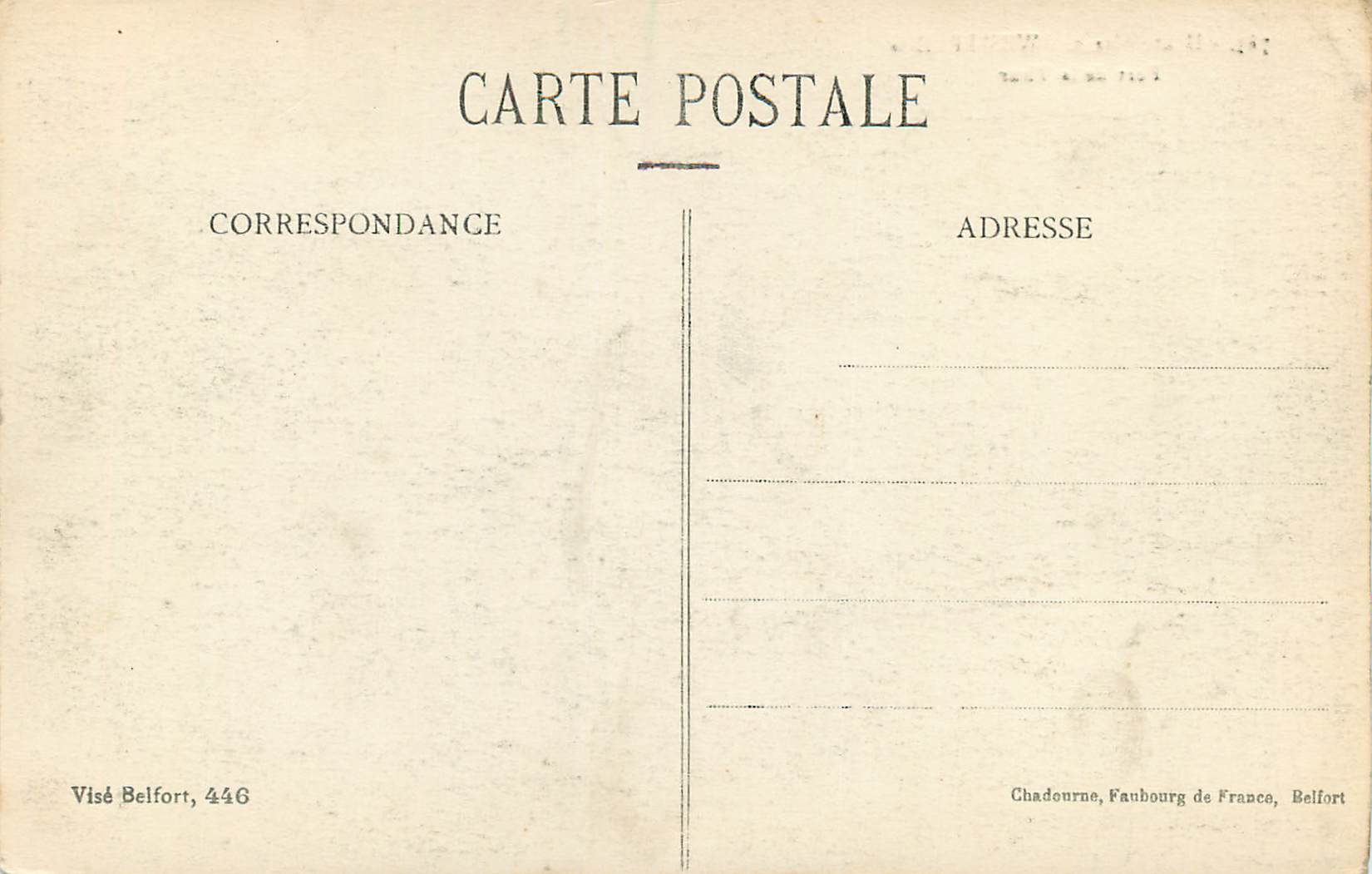 CPA Haute Alsace Wesserling Port de la Thur — Rückseite