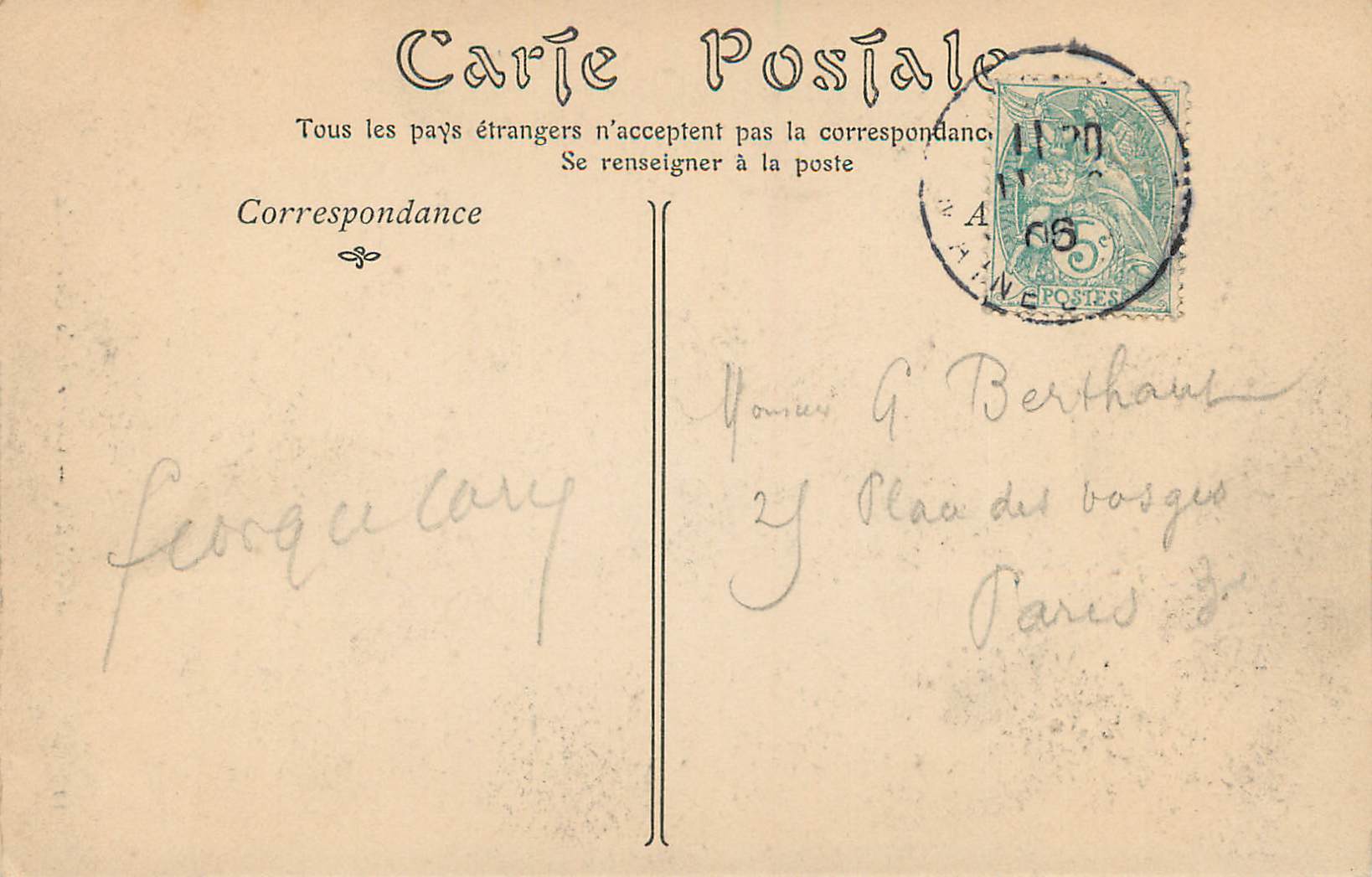 CPA Angers Chaire de la Cathedrale — Rückseite