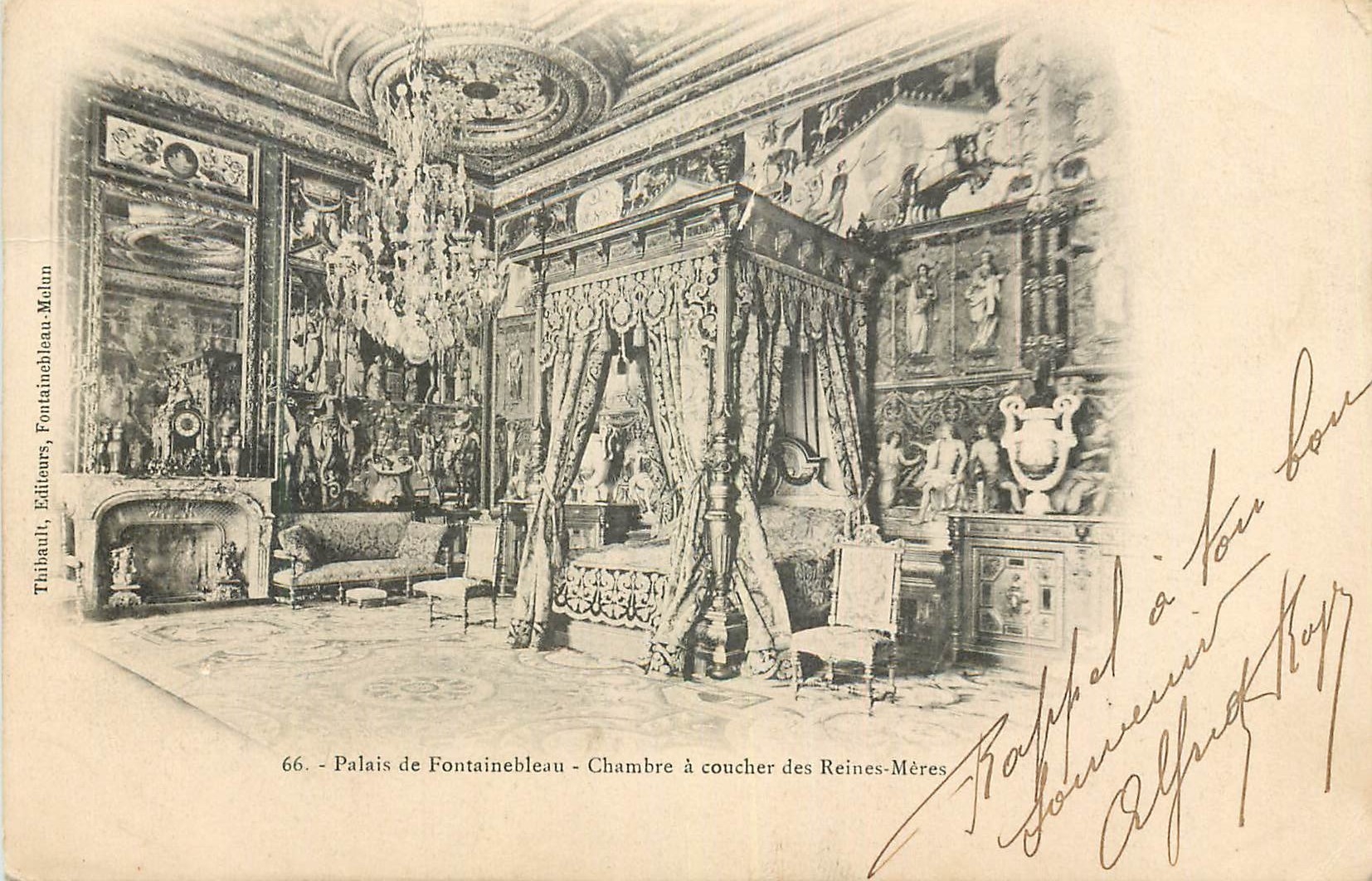 Palais de Fontainebleau - Chambre à coucher des Reines-Mères — Thibault, Éditeurs, Fountainebleau-Malan, n°66