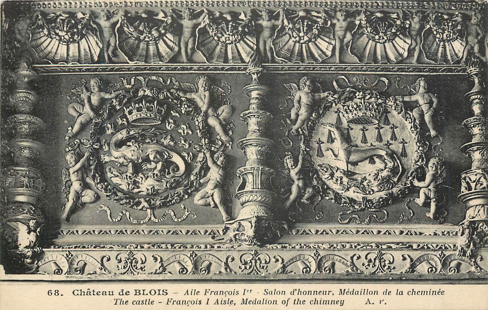 CPA Chateau de Blois Aile Francois 1er Salon d'Honneur Medaillon de la Cheminee
