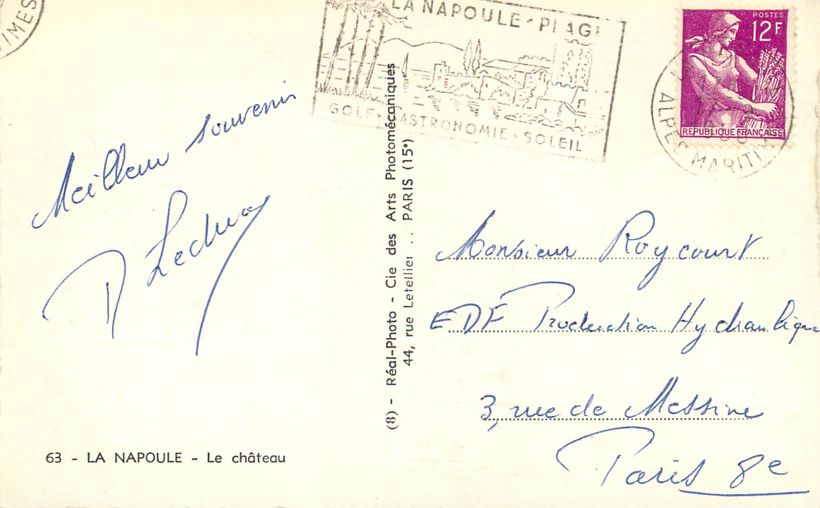 CPM La Napoule Le Chateau — Rückseite
