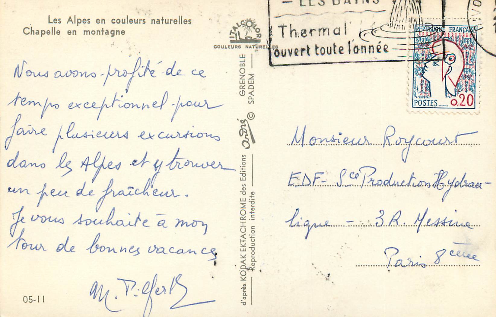 CPM Les Alpes en Couleurs Naturelles Chapelle en Montaigne — Rückseite
