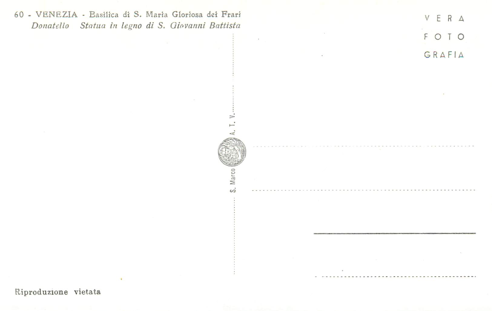 CPA Venezia Basilica di S Maria Gloriosa dei Frari — Verso