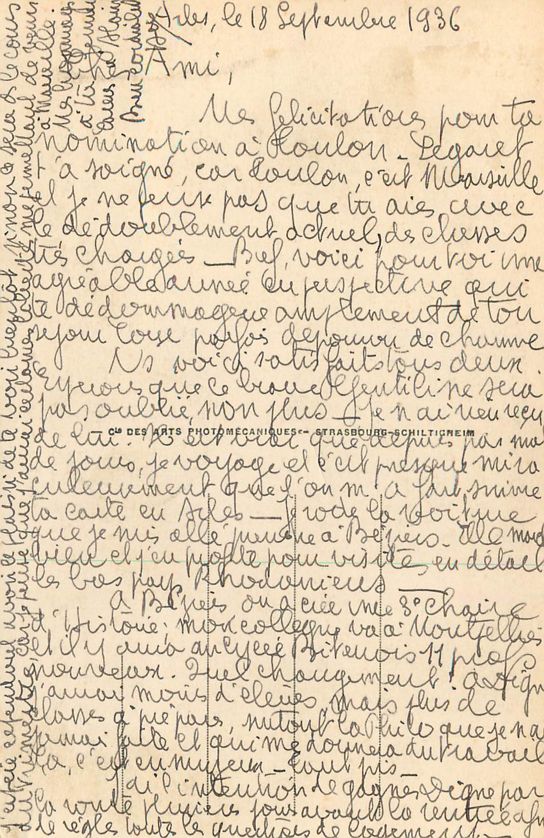 CPA Arles le Musee LL — Rückseite