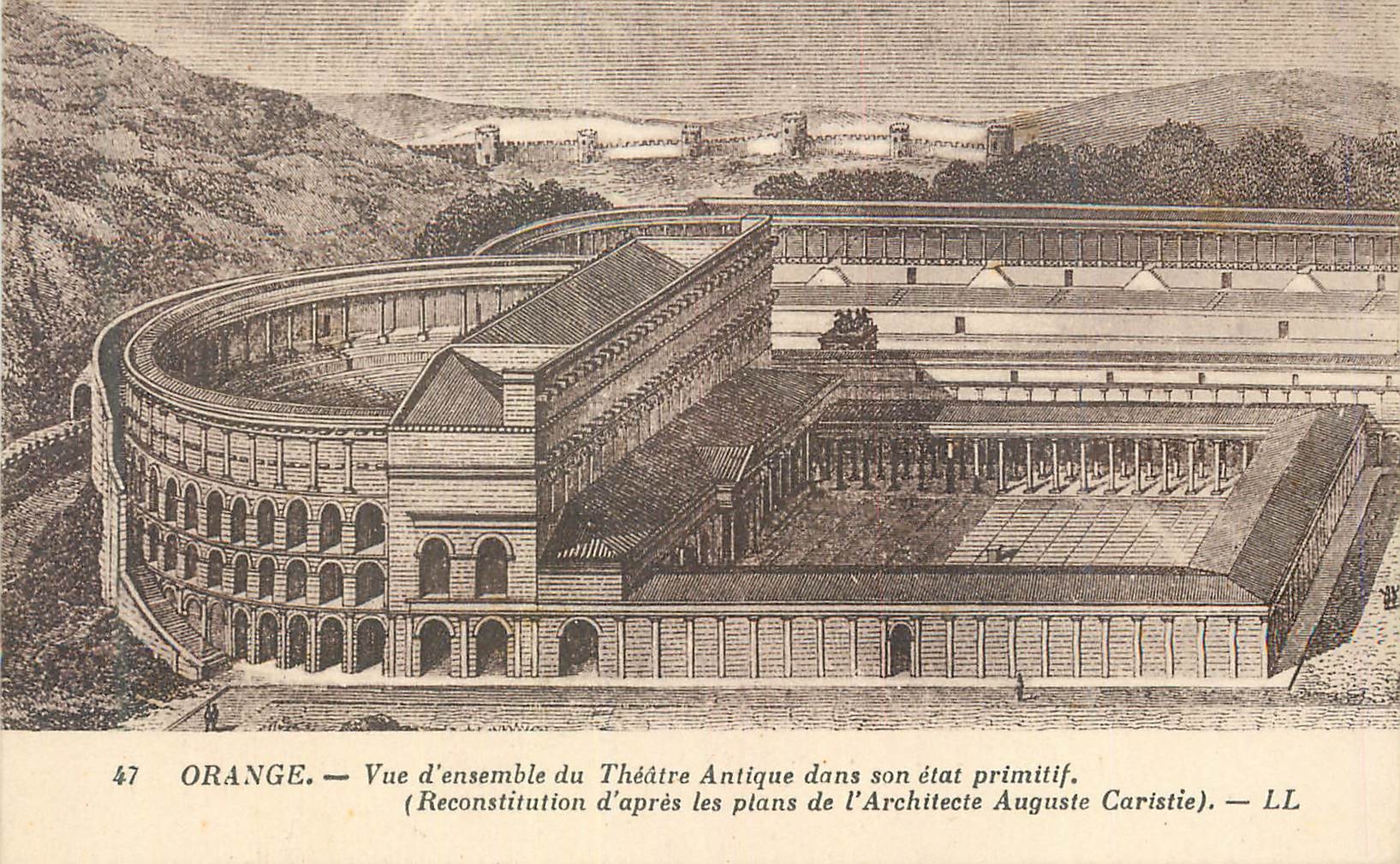 CPA Orange Vue D'Ensemble du Theatre Antique dans Son Etat Primitif (Reconstitution d'apres les Plans de l'Architecte Au