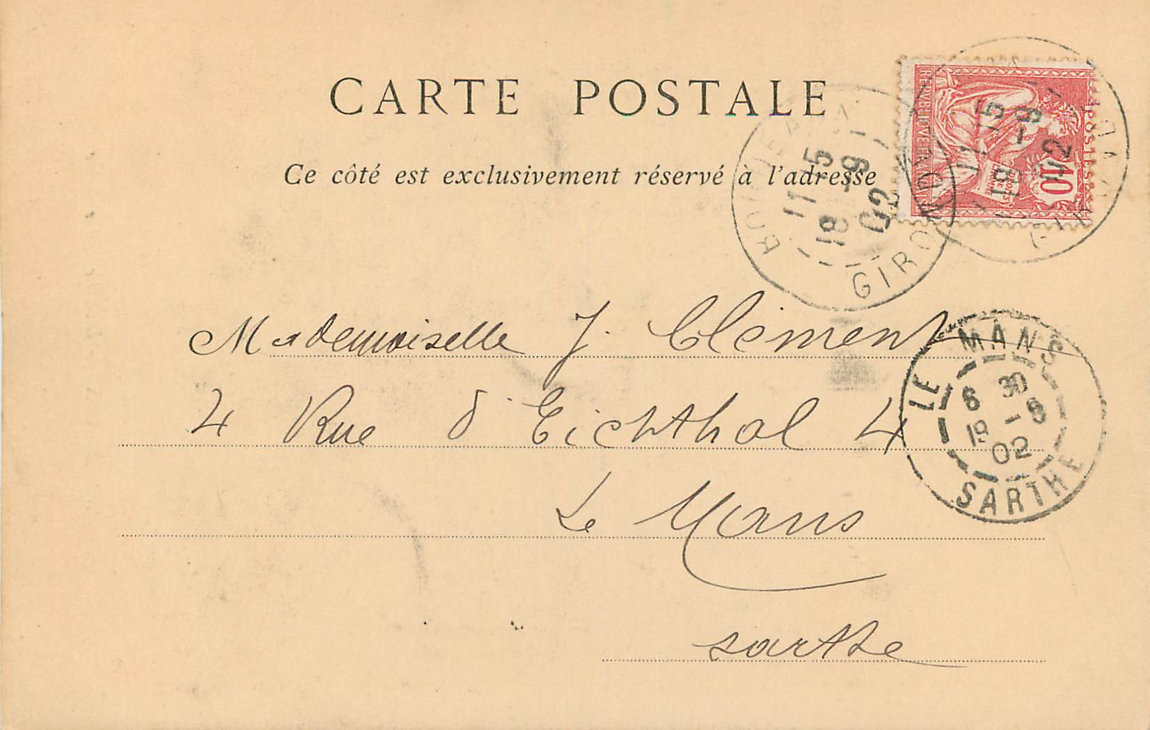 CPA Bordeaux Eglise Notre Dame (carte 1900) — Verso