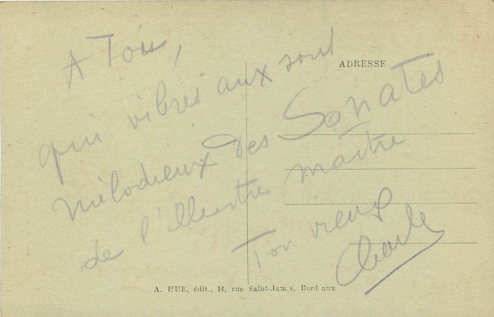 CPA Musee de Bordeaux Mozart Mourant Carnielo (1877) — Verso