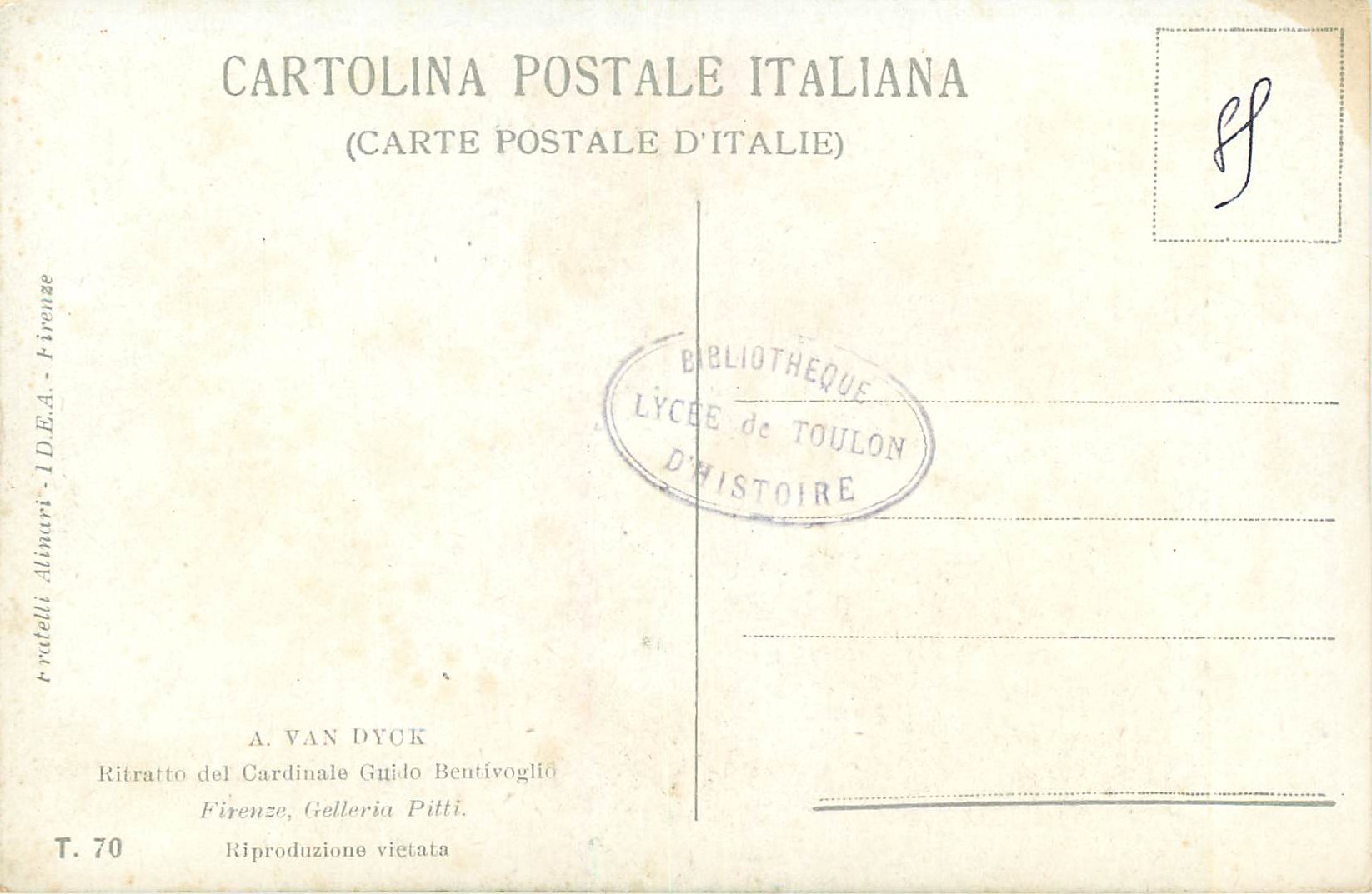 CPA Van Dyck Ritratto del Cardinalo Guido — Verso
