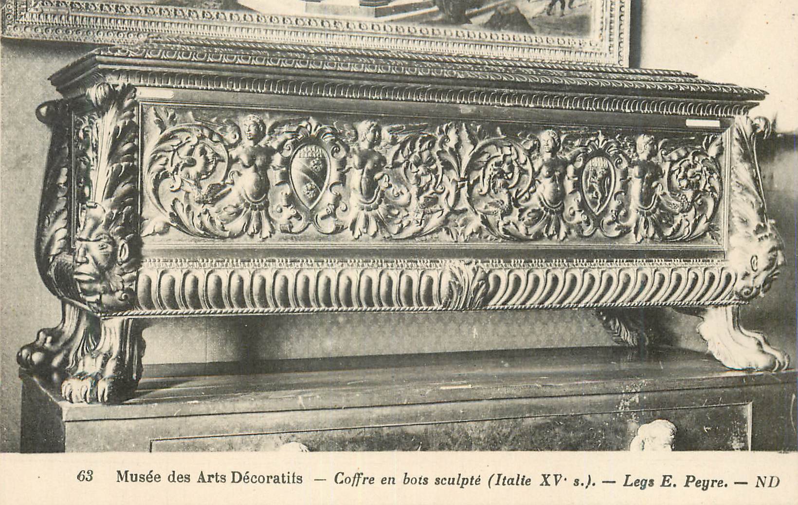 CPA Musee des Arts Decoratifs Coffre en Bots Sculpte (Italie XVe S)
