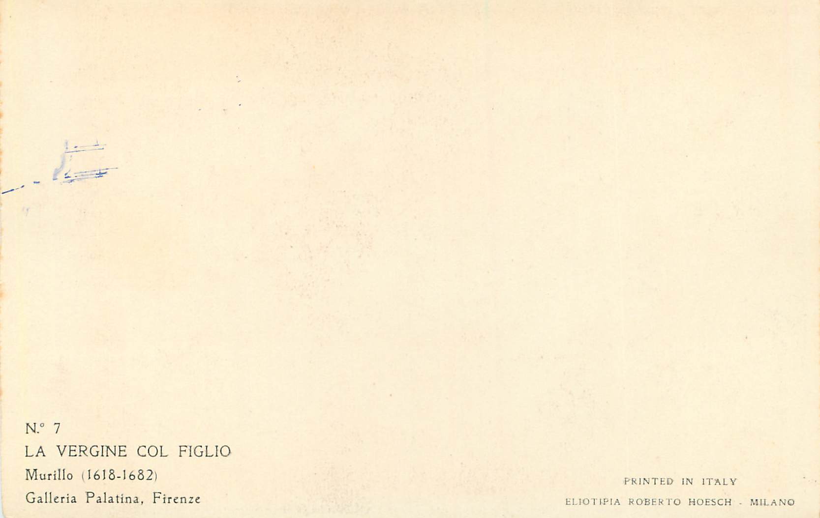 CPA La Vierge Col Figlio Murillo (1618 1682) Galleria Palatina Firenze — Verso