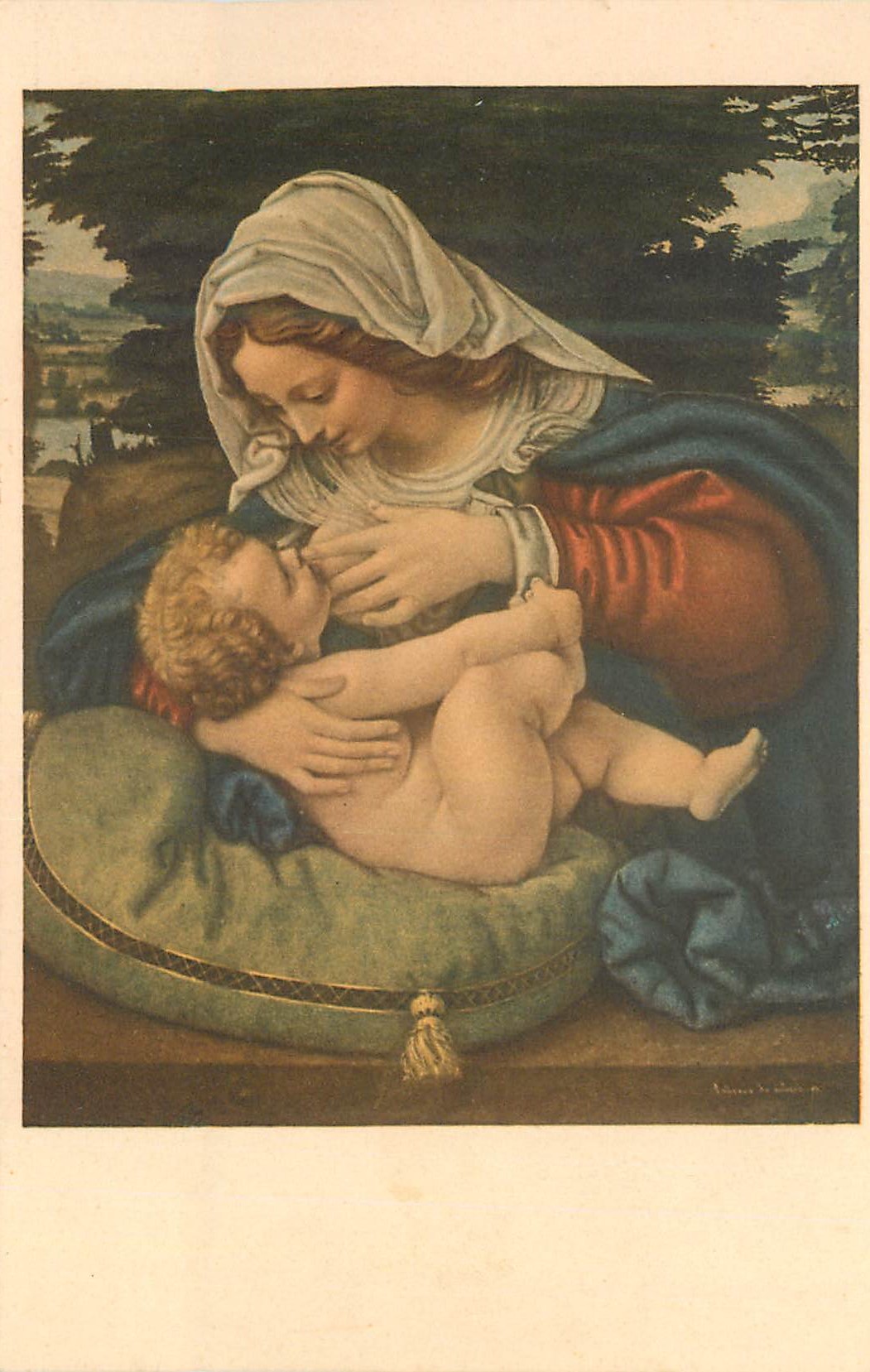 CPA La Vierge au Cussin Vert Andrea Solari Paris Musee Louvre