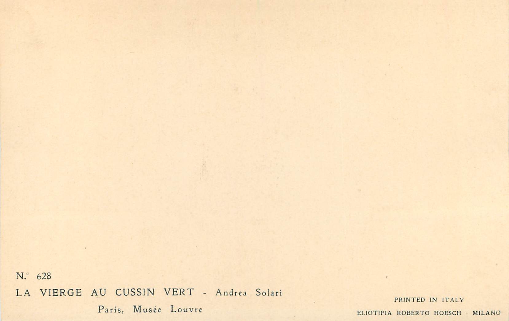 CPA La Vierge au Cussin Vert Andrea Solari Paris Musee Louvre — Verso
