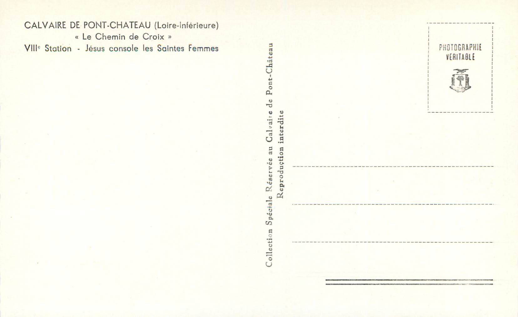 CPM Calvaire de Pontchateau 5 le Chemin de Croix (VIIIe Station) Jesus Console les Saintes Femmes — Back